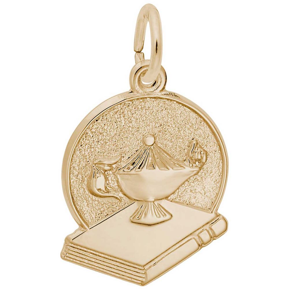 Rembrandt Lamp of Learning Disc Charm, 10K Yellow Gold: Precious