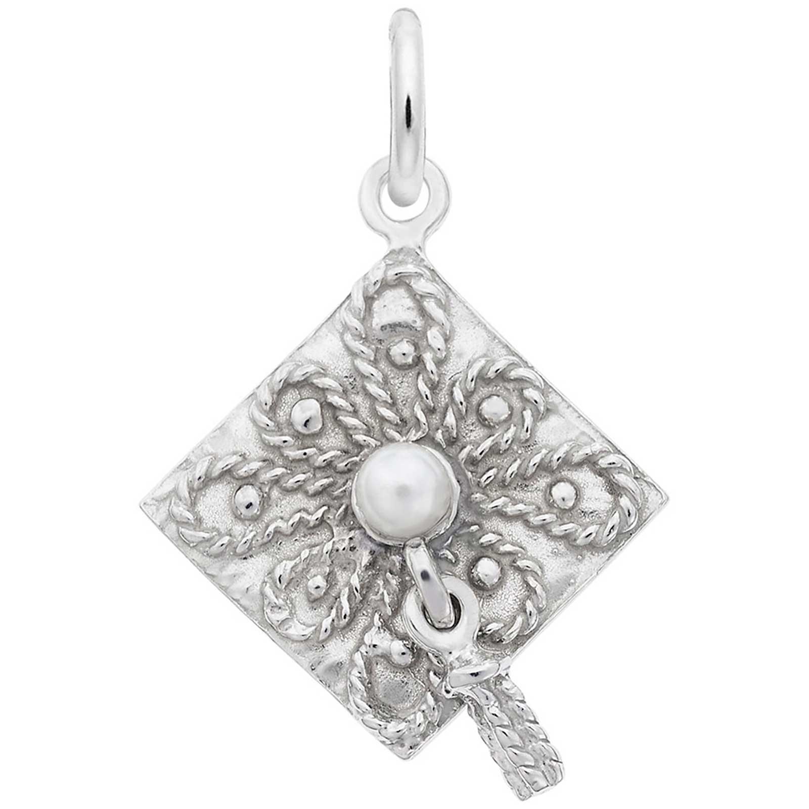 Rembrandt Graduation Cap with Pearl Charm, Sterling Silver: Precious ...