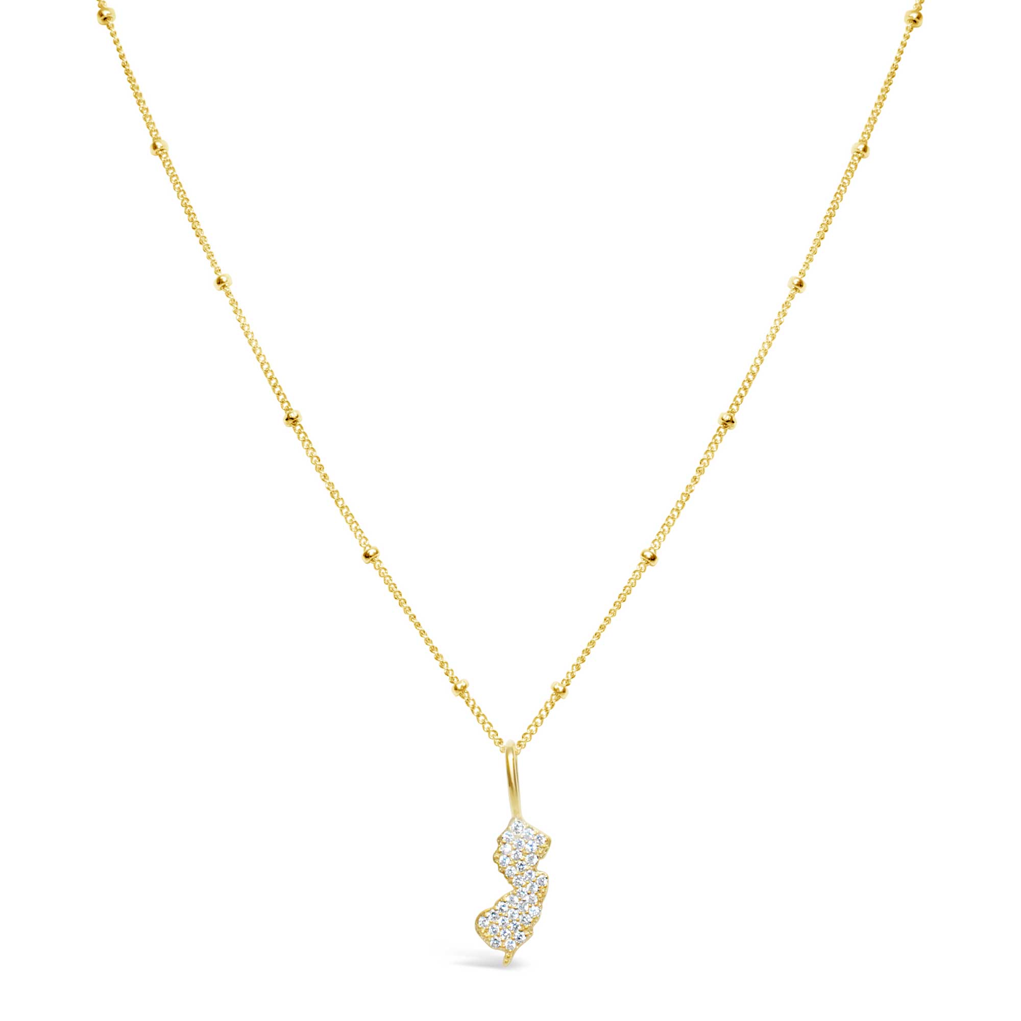 Stia Charm & Chain State Necklace - New Jersey Pavé: Precious Accents, Ltd.