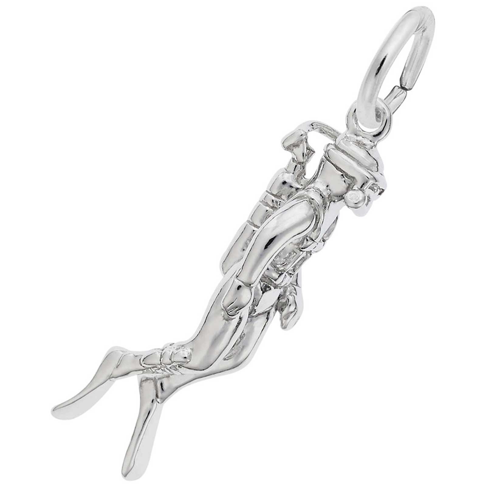 sterling silver scuba diver charm