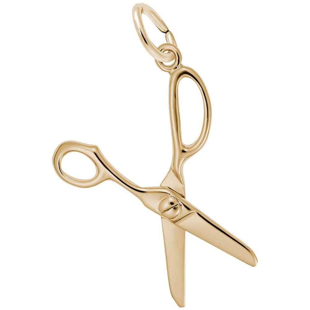 Gold Scissors Charm Scissors Charm on 45 cm Thin Links Chain / 14K Gold