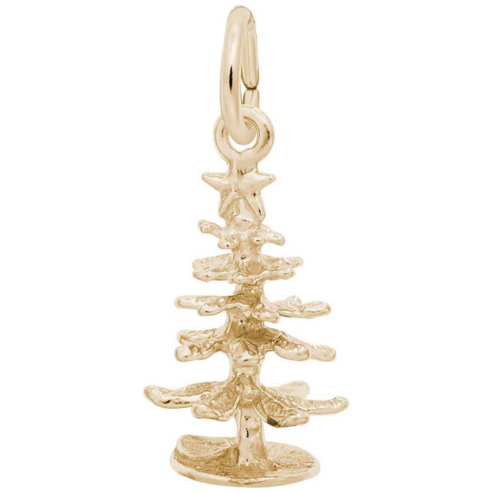 Merry Christmas Tree 14K Gold Charm