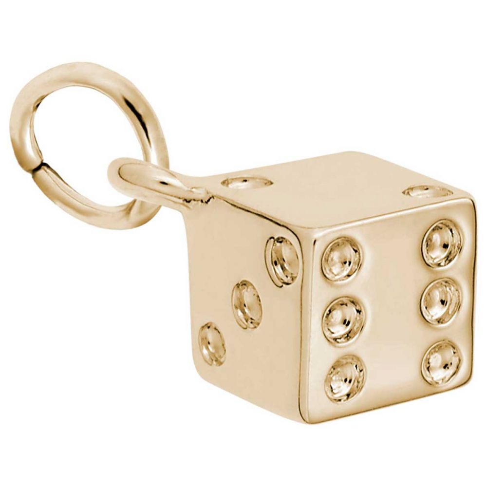 Rembrandt Dice Charm, Gold Plated Silver