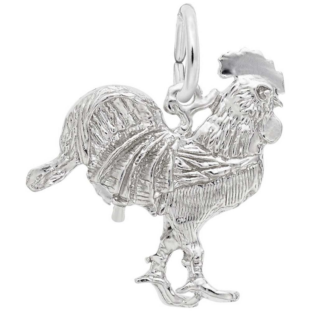 Rembrandt Rooster Charm, 14K White Gold