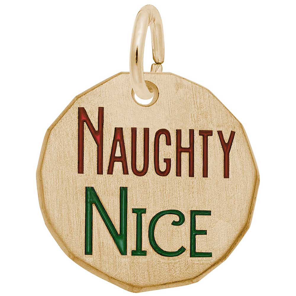 Rembrandt Naughty Nice Tag Charm, Gold Plated Silver: Precious Accents ...