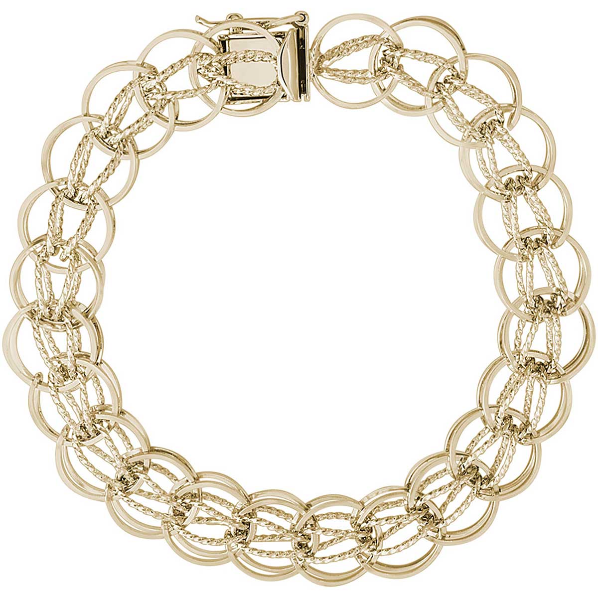 Rembrandt Round Fancy Link Classic Bracelet, 14K Yellow Gold: Precious ...