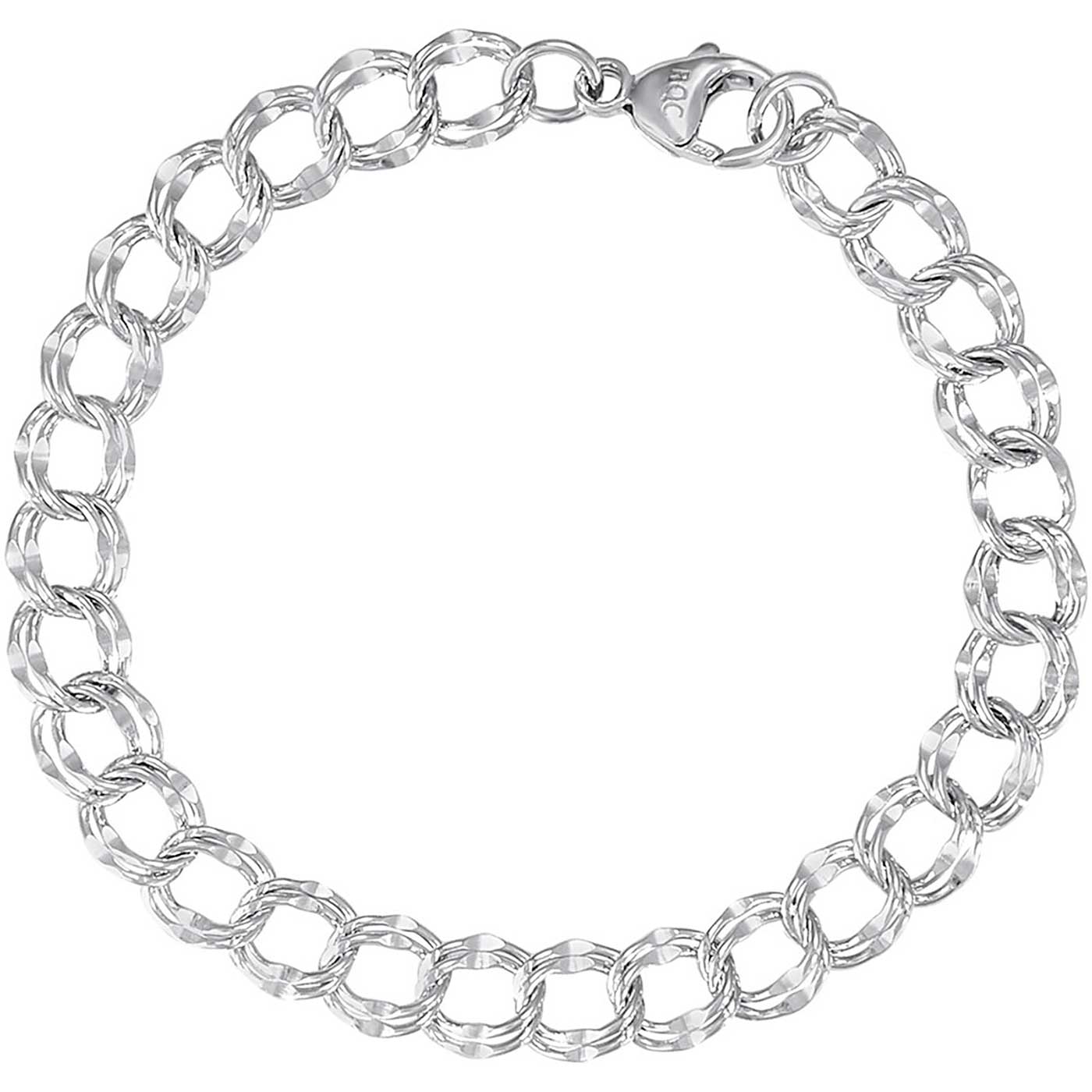 Rembrandt Large Double Link Dapped Curb Classic Bracelet, Sterling ...