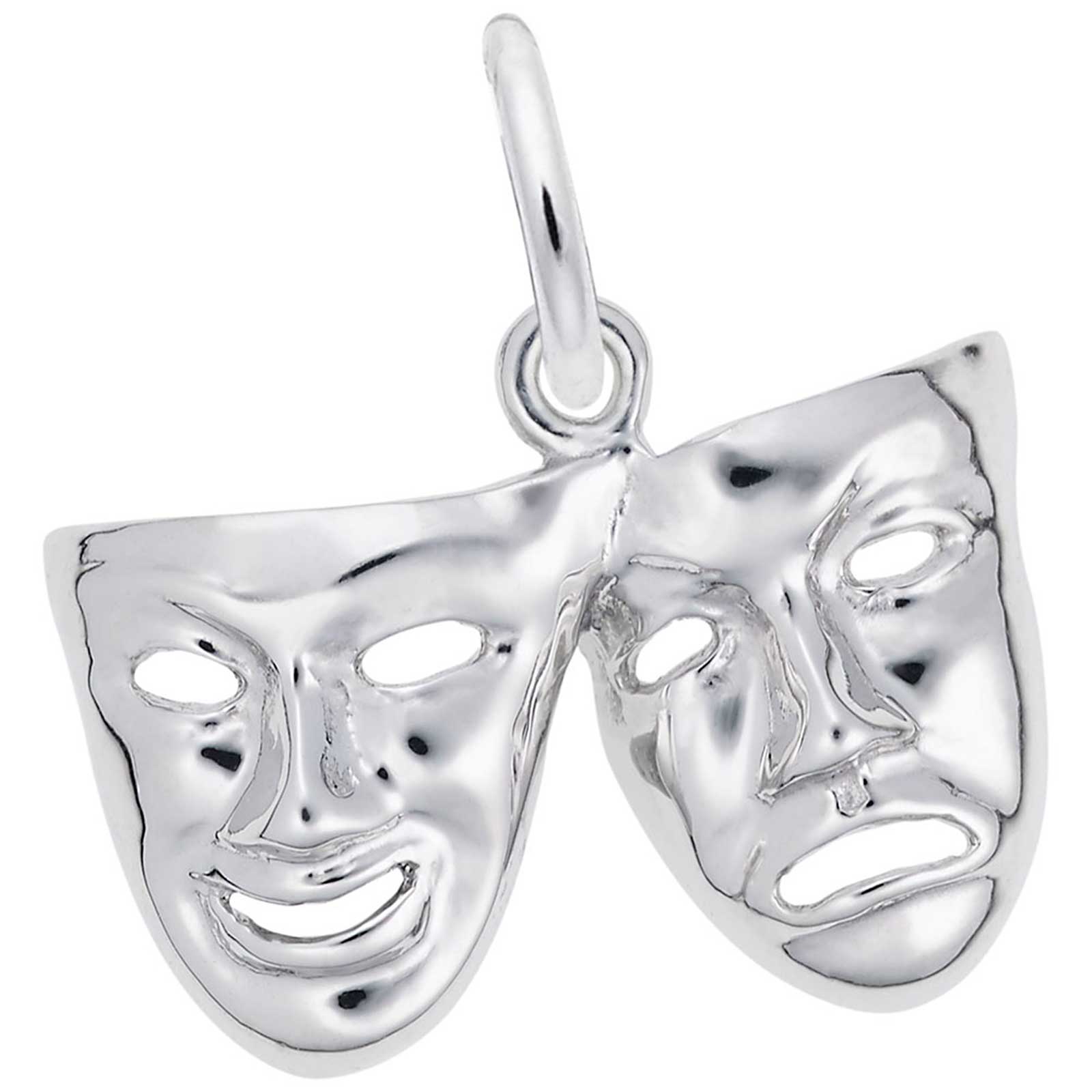 Rembrandt Comedy & Tragedy Masks Charm, 14K White Gold