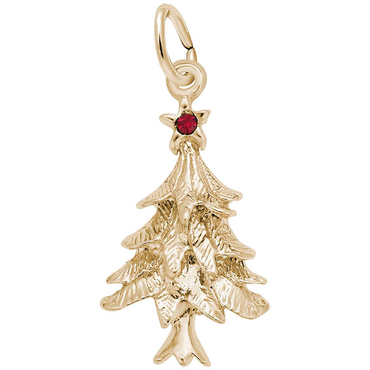 Rembrandt Christmas Tree Charm, 10K Yellow Gold: Precious Accents