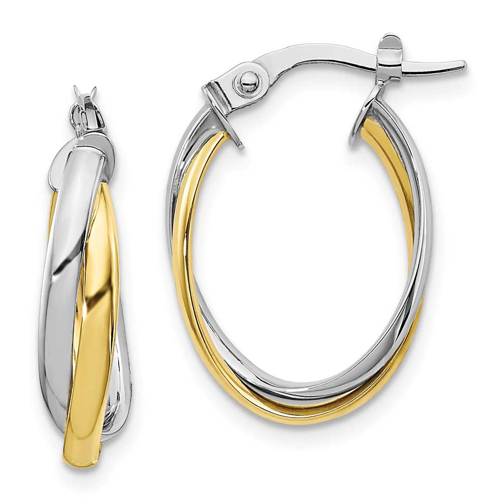 10k Two-Tone Polished Hoop Earrings: Precious Accents, Ltd.