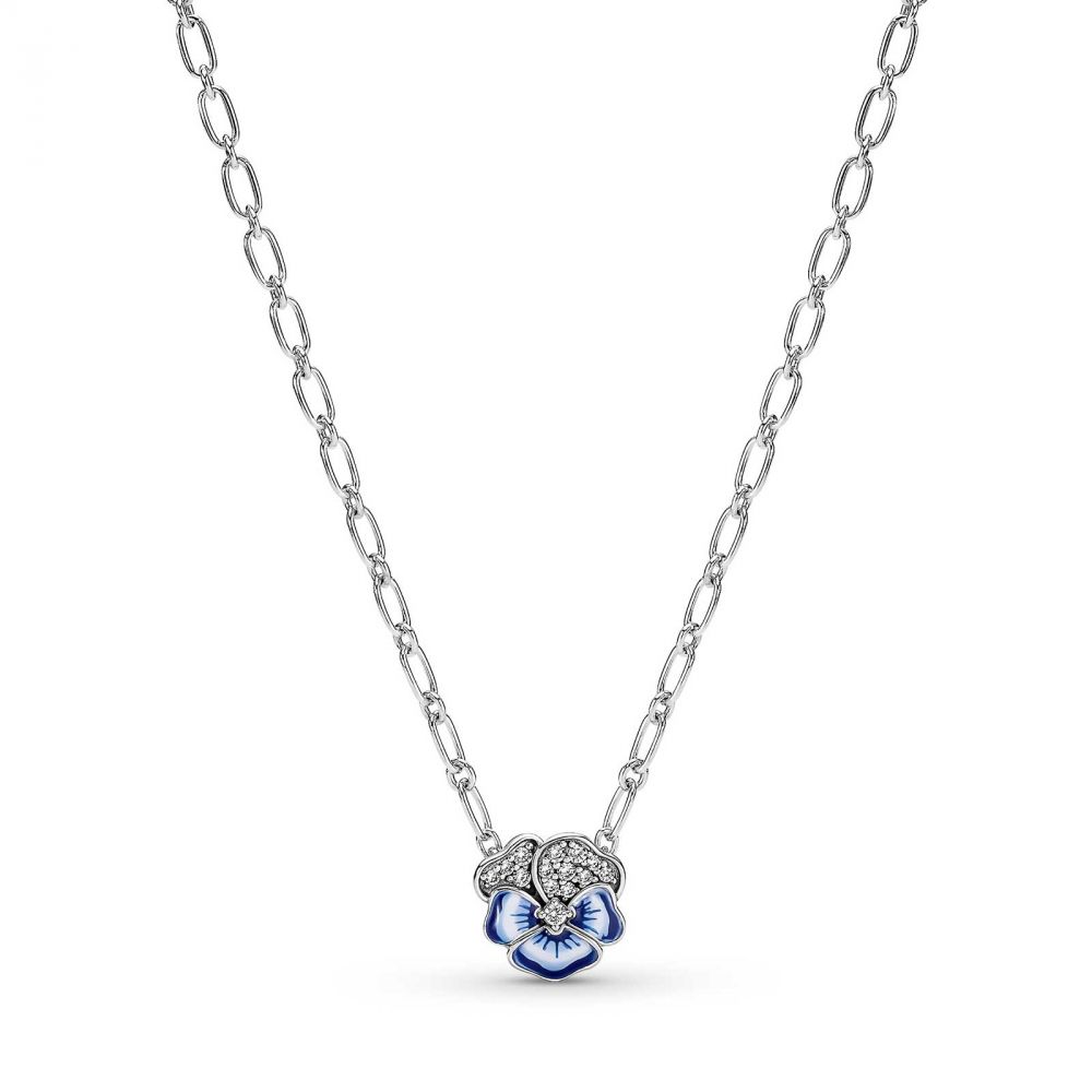 Sterling silver necklace with clear cubic zirconia