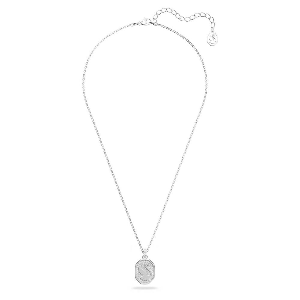 Swarovski Signum Pendant, Swan, White, Rhodium plated: Precious