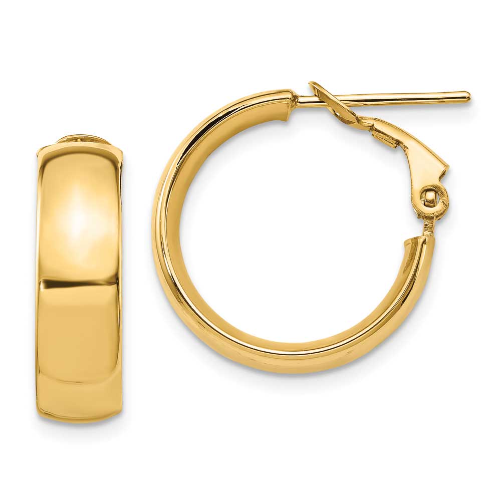 14k 6mm High Polished Omega Back Hoop Earrings: Precious Accents, Ltd.