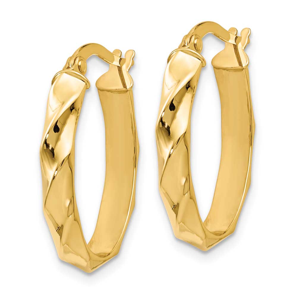 SKU: PRE992 Quality Gold 14k High Polished 7mm Wavy Oval Omega Back Hoop  Earrings PRE992 - N. Fox Jewelers