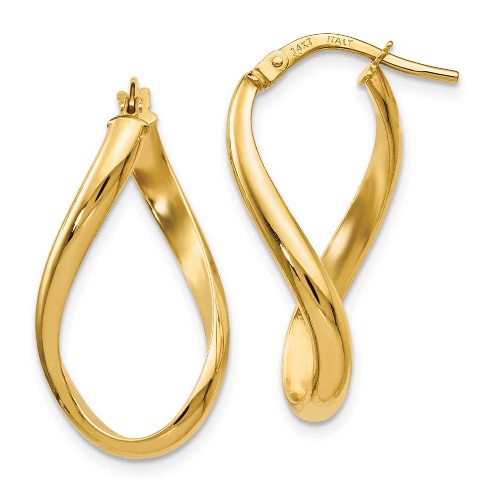 gold oval twist hoop earrings