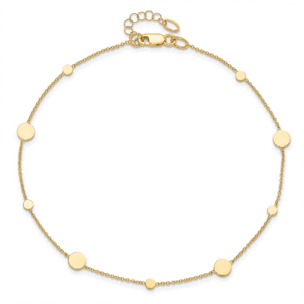 14k Polished Disc with 1in Extension Anklet: Precious Accents, Ltd.