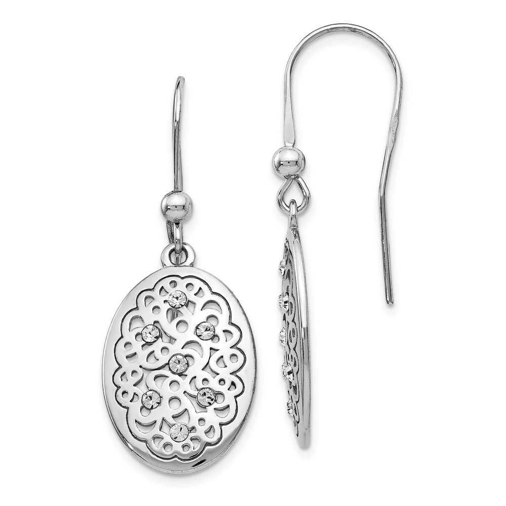 Sterling Silver Polished Preciosa Crystal Earrings Precious Accents Ltd 3770