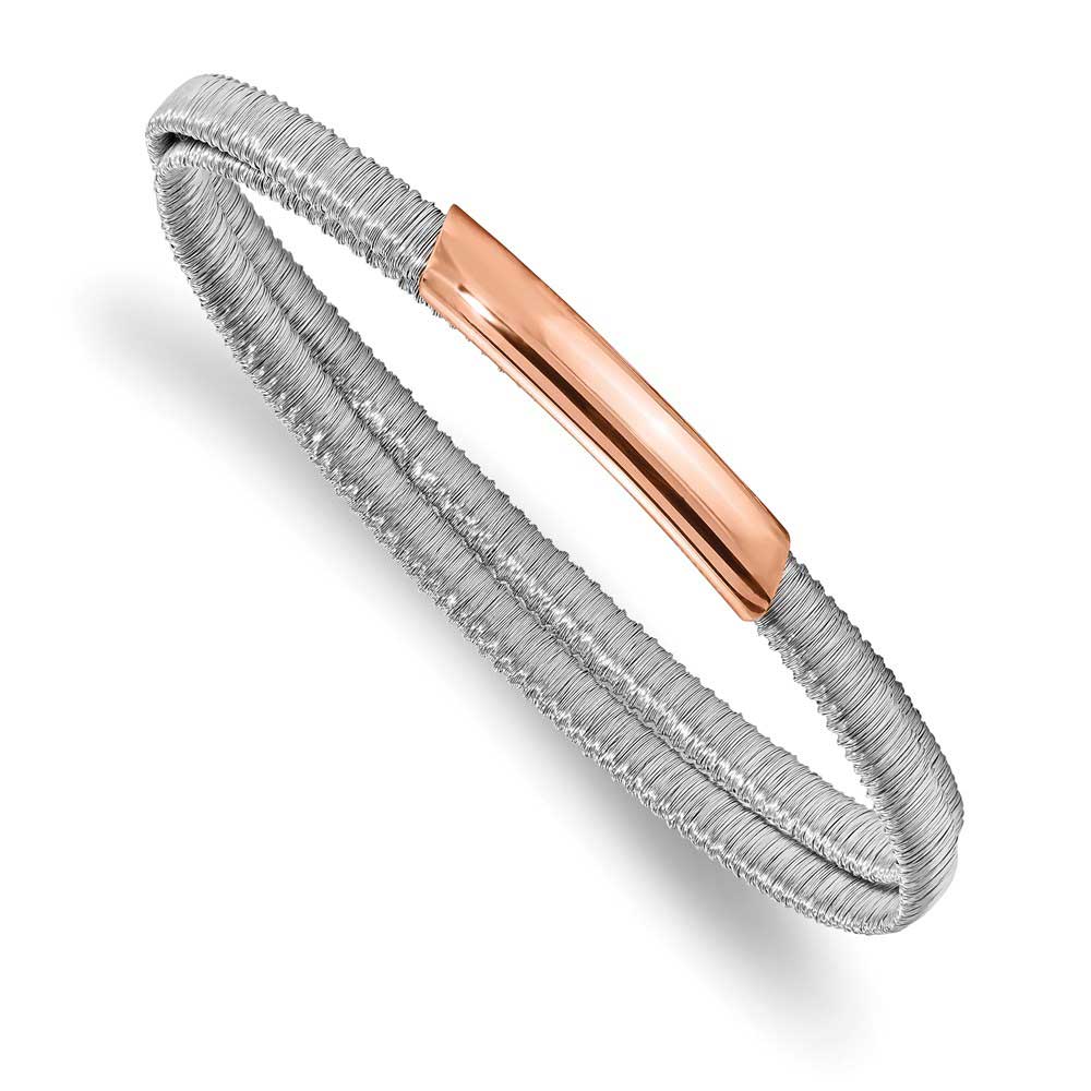 Sterling Silver & Rose-Tone Mesh Flexible Slip-on Bracelet: Precious ...