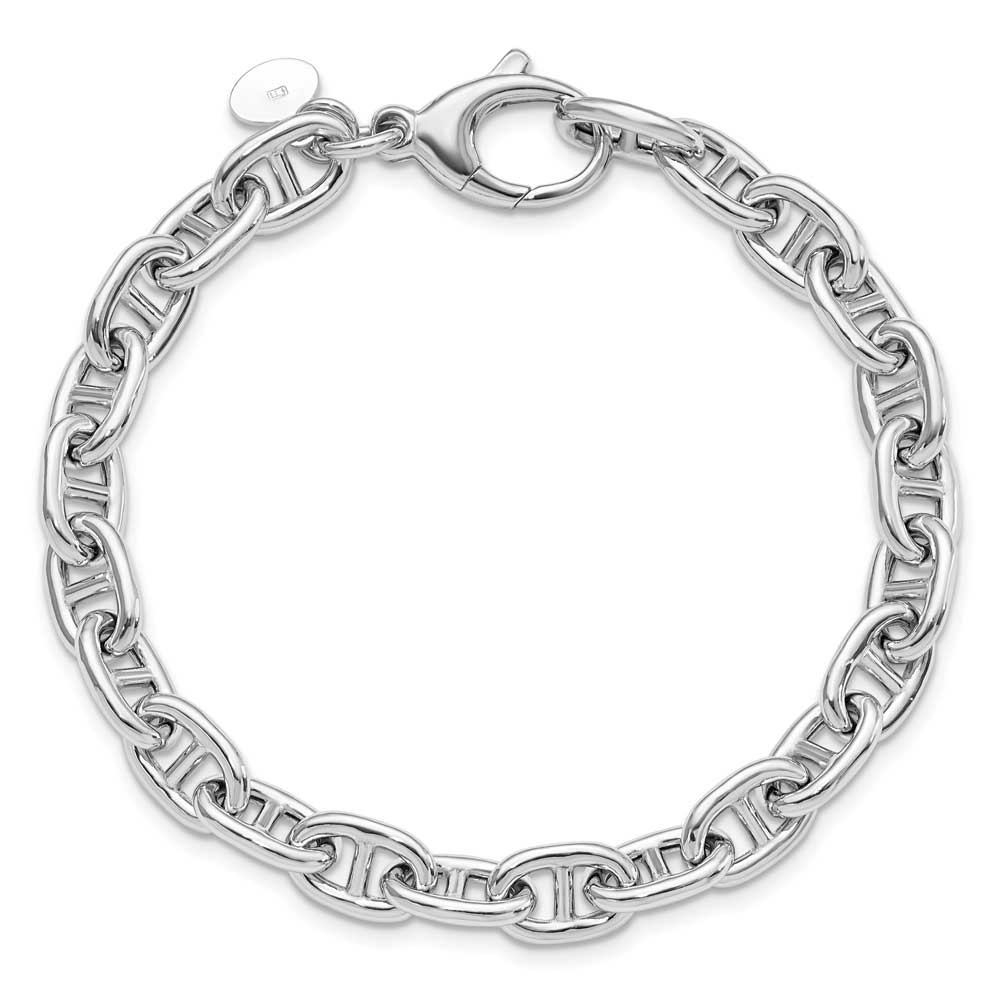 Sterling Silver Rhodium-Plated Polished Fancy Link Bracelet: Precious ...