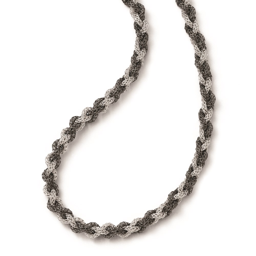 Sterling Silver Ruthenium Twisted Mesh Necklace with 2in Extension