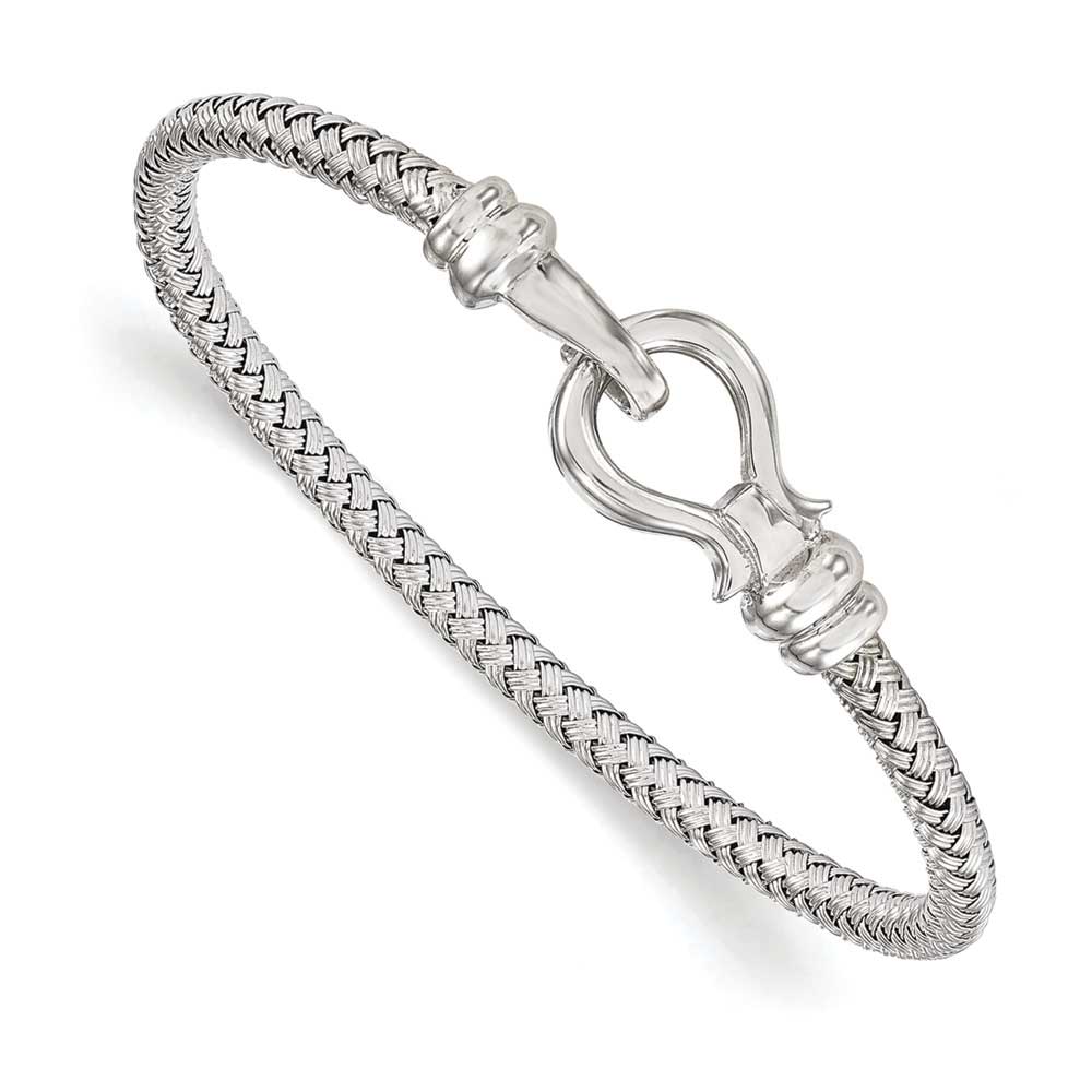 Rhodium Plated Fish Hook Bangle - Wholesale Silver Jewelry - Silver Stars  Collection