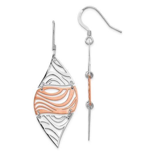 Sterling Silver Rose-Tone 18k Flash-plated Dangle Earrings