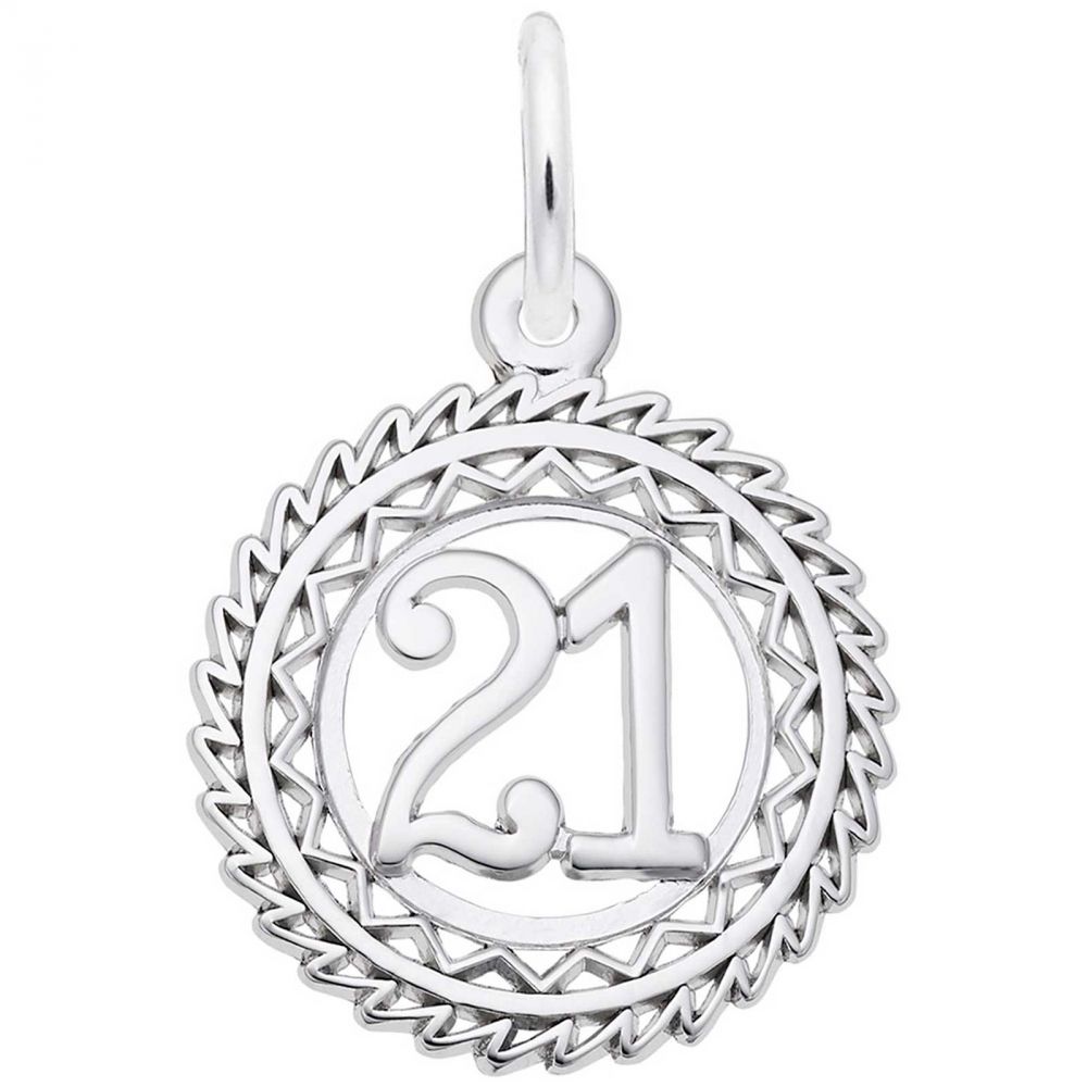 Rembrandt Number 21 Charm, 14K White Gold