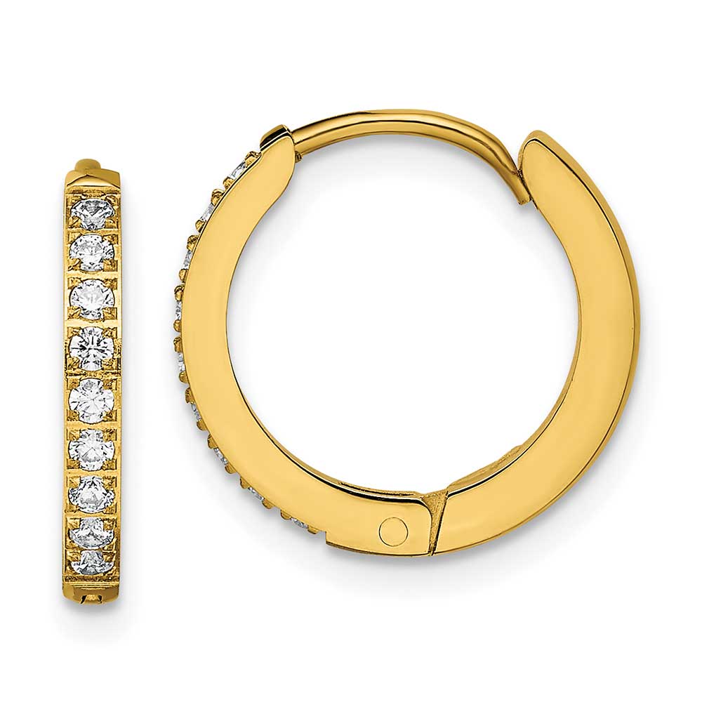 Stainless Steel Polished Yellow Ip Preciosa Crystal Hinged Hoop Earrings Precious Accents Ltd