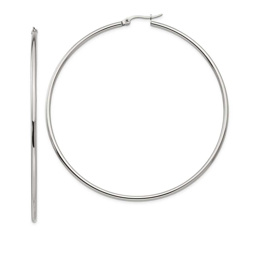 Stainless Steel Polished 70mm Diameter Hoop Earrings: Precious Accents ...