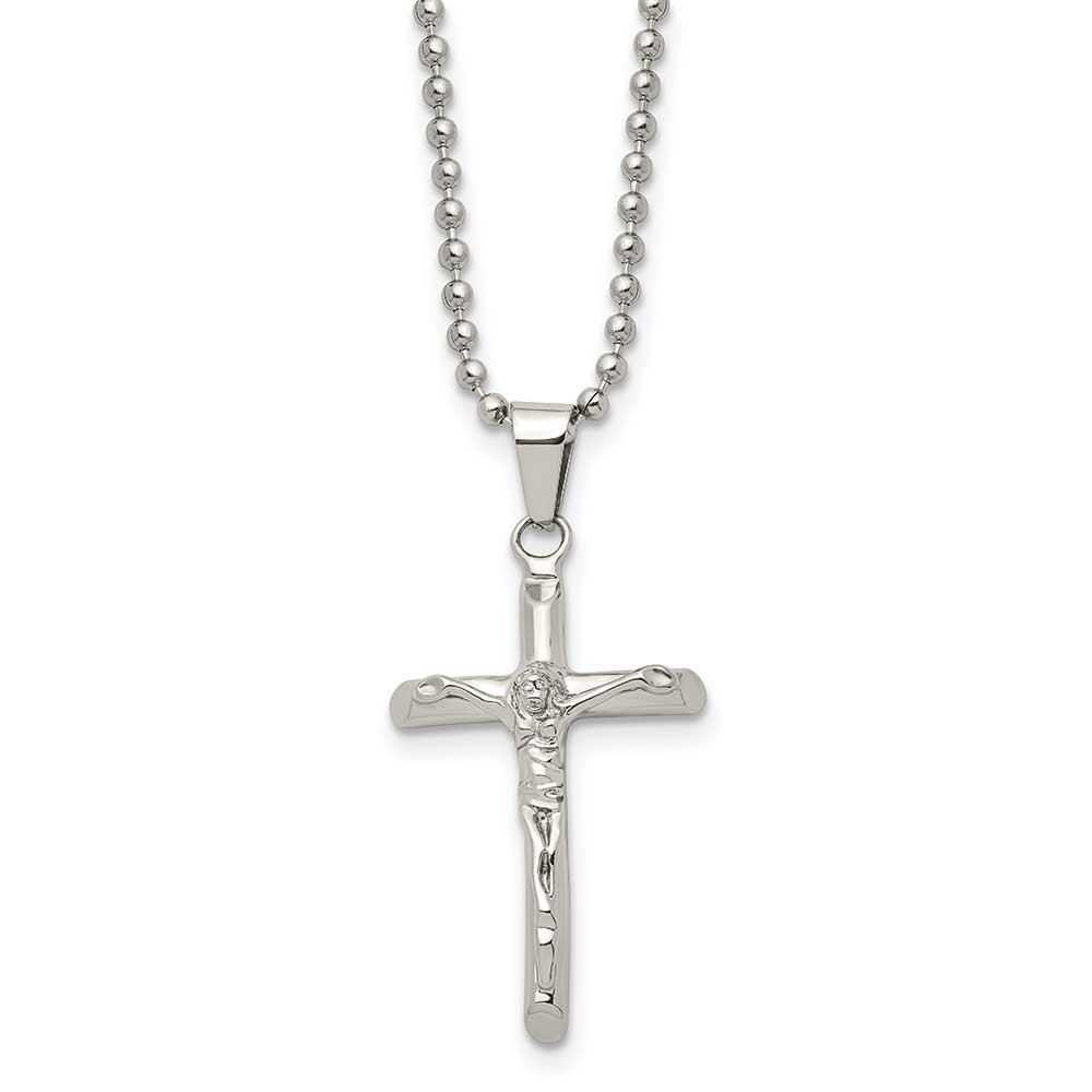 Stainless Steel Polished Crucifix 20in Necklace: Precious Accents, Ltd.