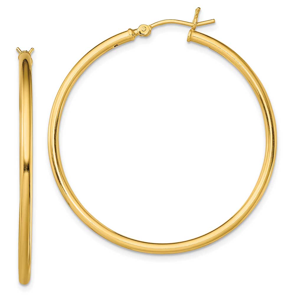 Sterling Silver Gold-Tone Polished 2x40mm Hoop Earrings: Precious ...