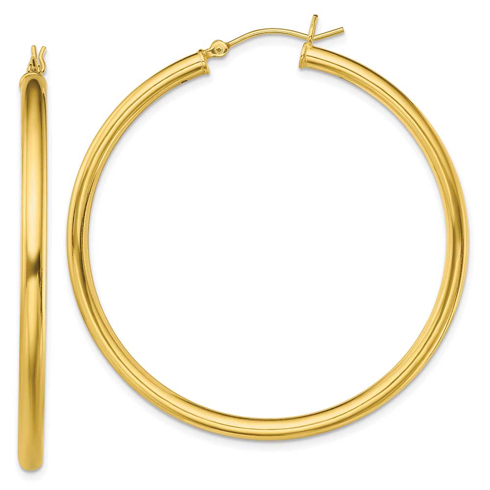 Sterling Silver Gold-Tone Polished 3x50mm Hoop Earrings: Precious ...