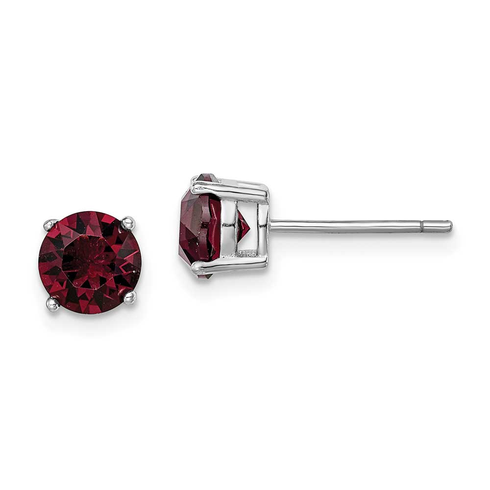 Sterling Silver Rhod-pltd Burgundy Swar Crystl Birthstone Earrings ...