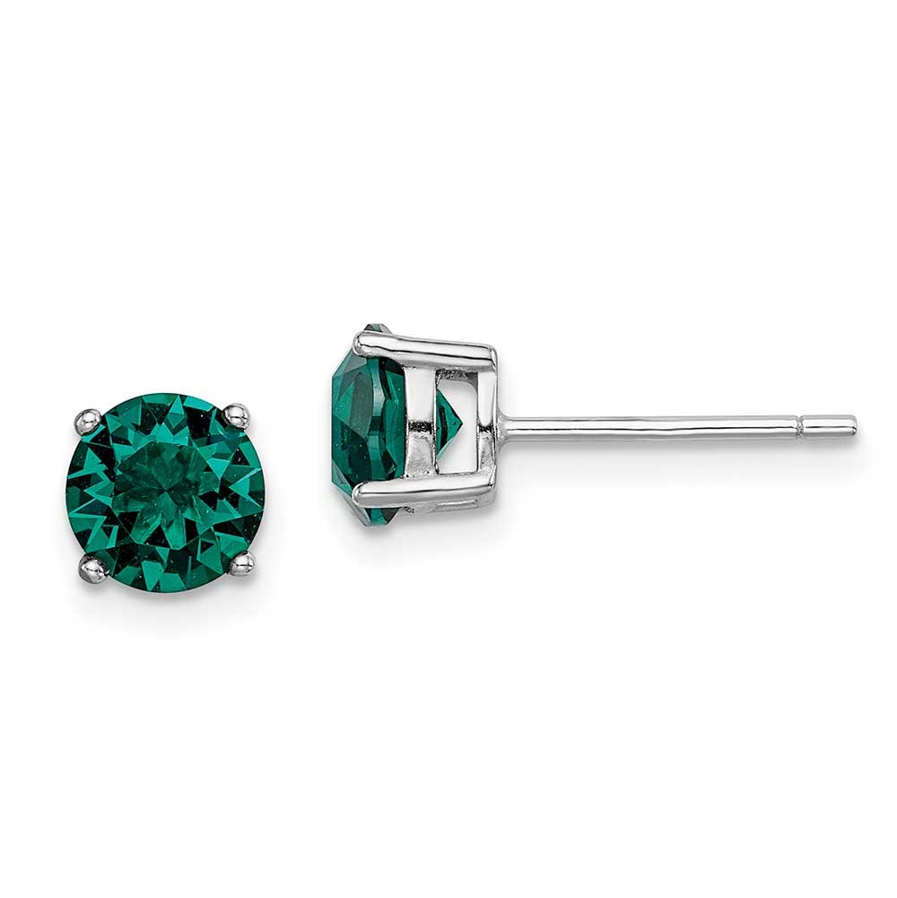 Sterling Silver Rhod-pltd Green Swar Crystl Birthstone Earrings ...