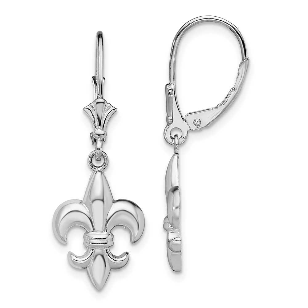 Sterling Silver Polished Small Fleur De Lis Leverback Earrings