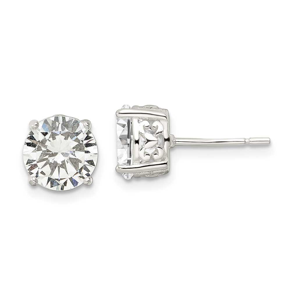 Sterling Silver Polished Cz Circle Post Earrings Precious Accents Ltd 0431