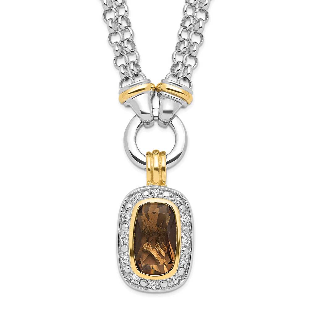 Sterling Silver Flash Gold-plated CZ Necklace: Precious Accents, Ltd.