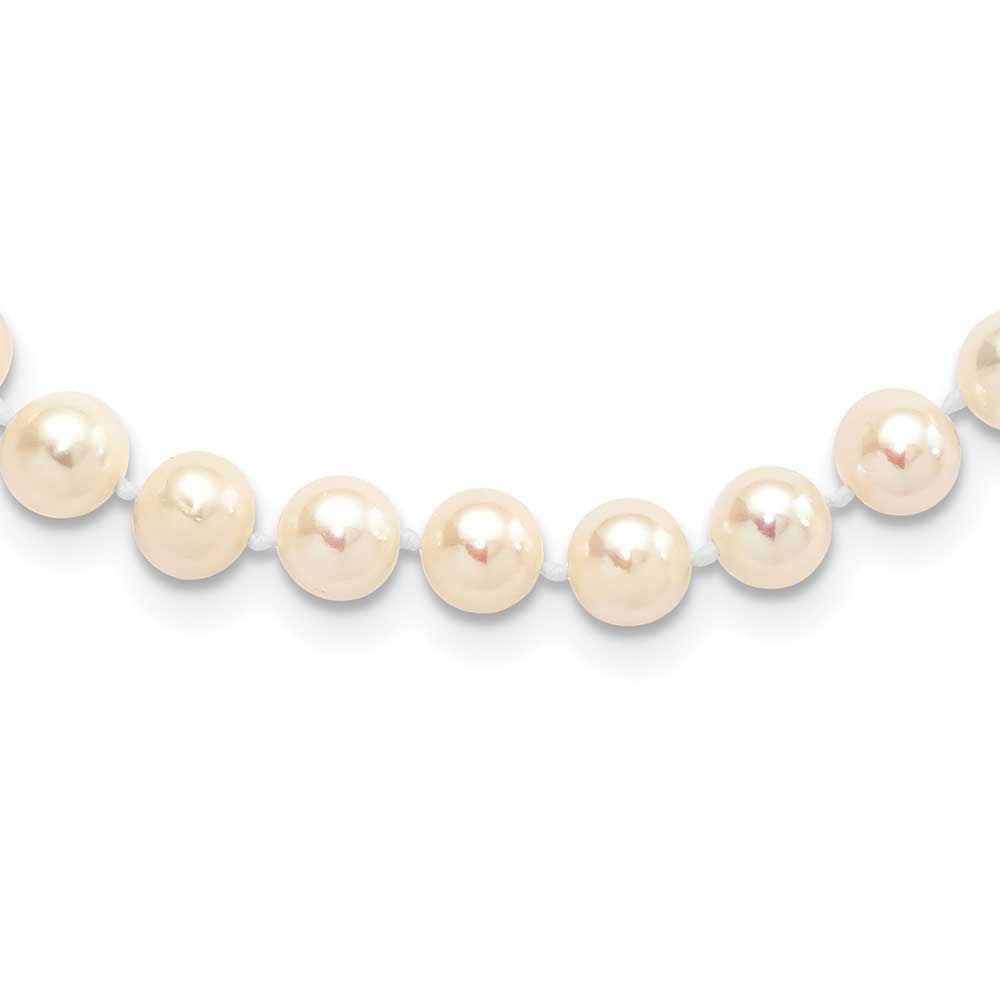 Sterling Silver Rhodium 6 7mm White Freshwater Cultured Pearl Necklace