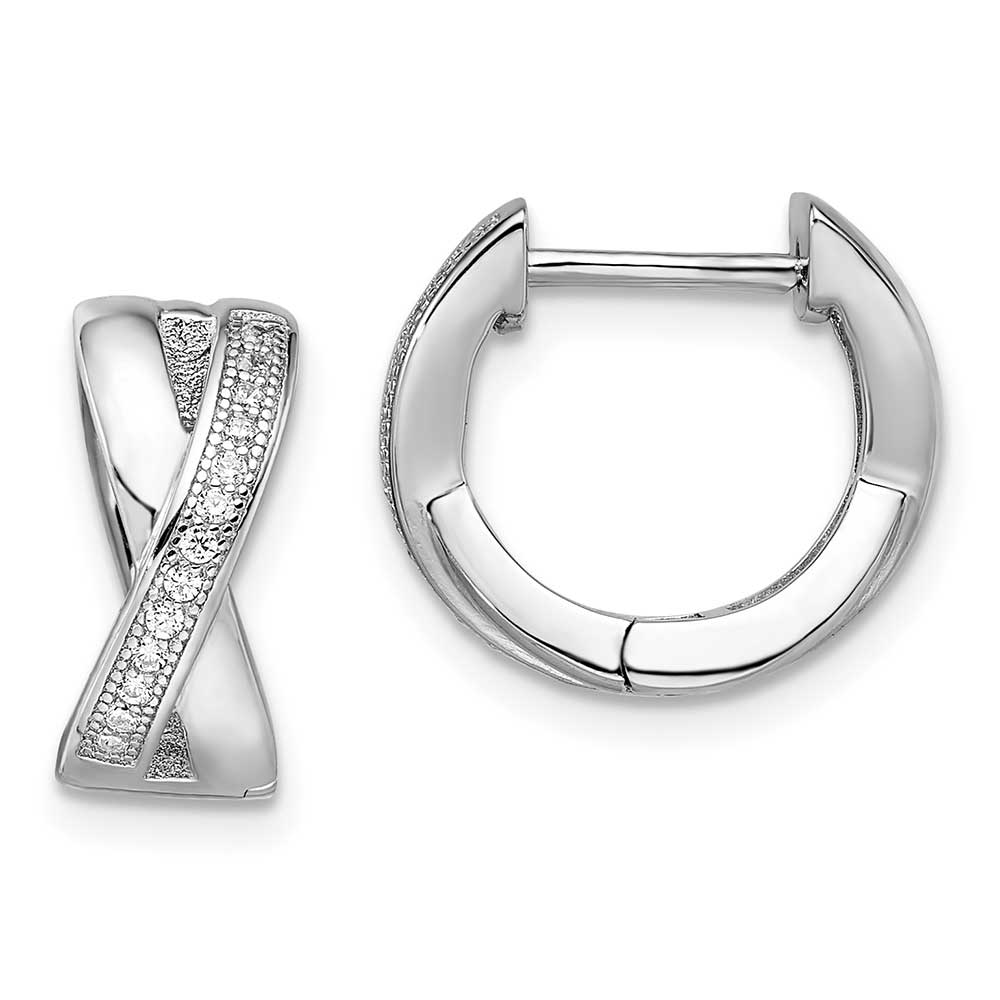 Sterling Silver Brilliant Embers Rhodium Plated Cz Hoop Earrings Precious Accents Ltd 2769