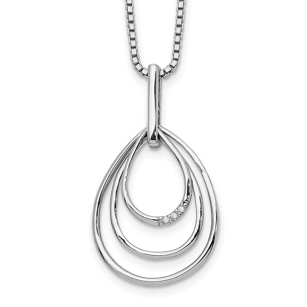 Sterling Silver RH Plated White Ice Teardrop .01ct Dia. Necklace ...