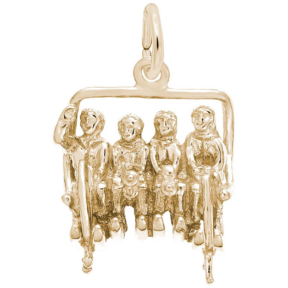 Rembrandt Quadchair Ski Lift Charm with Lobster Clasp， 10K Yellow