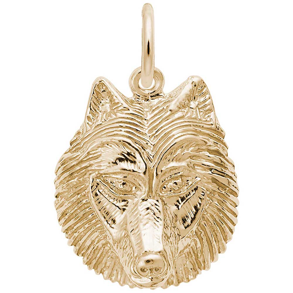 Rembrandt Wolf Head Charm, 10K Yellow Gold