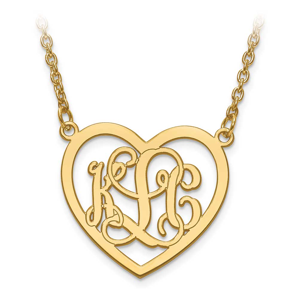 Monogram Heart Locket Necklace - C