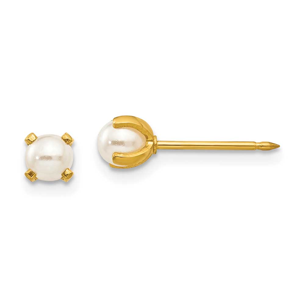 Inverness 24k Plated 4mm Simulated Pearl Earrings: Precious Accents, Ltd.