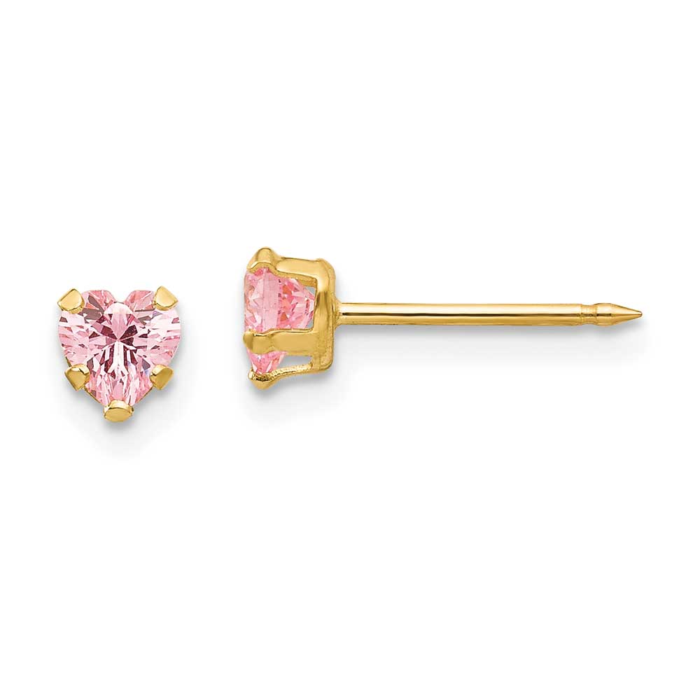 Inverness 14k 4mm Pink Heart CZ Earrings: Precious Accents, Ltd.