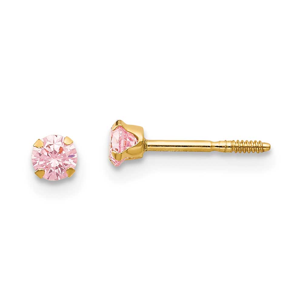 14k Madi K 3mm Pink CZ Earrings: Precious Accents, Ltd.