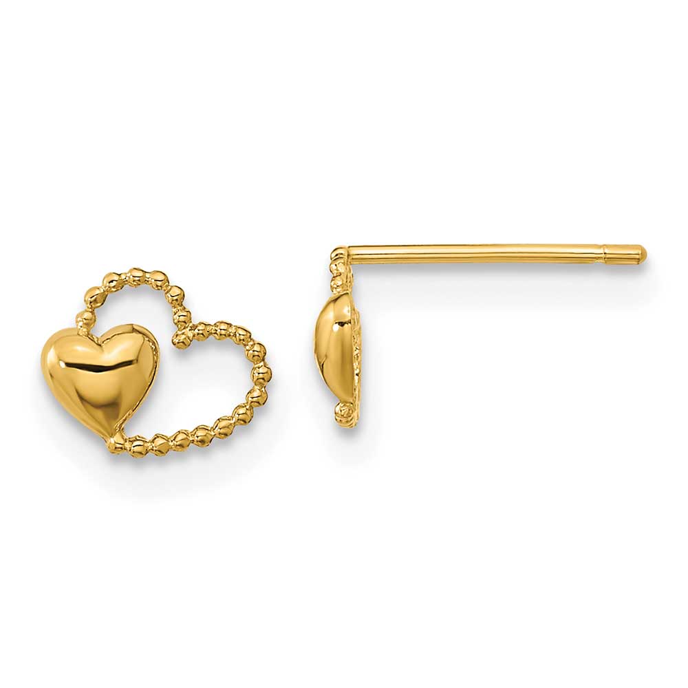 14k Madi K Polished Double Heart Post Earrings