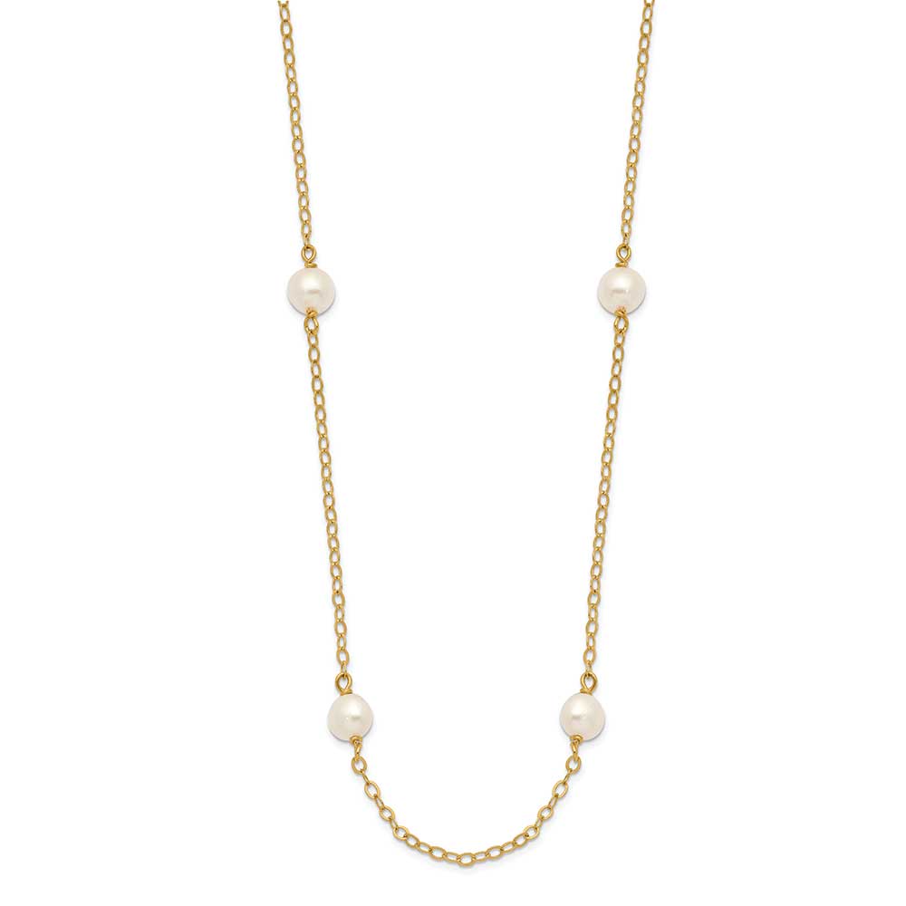 14K 4-5mm White Near Round Freshwater Cultured Pearl 8-station Necklace ...