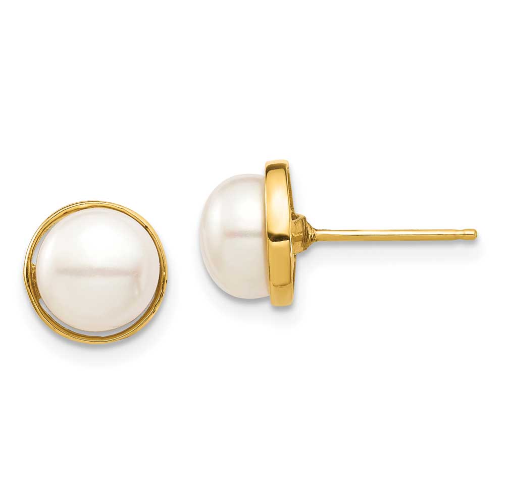 14k Madi K 7-8mm White Button Freshwater Cultured Pearl Post