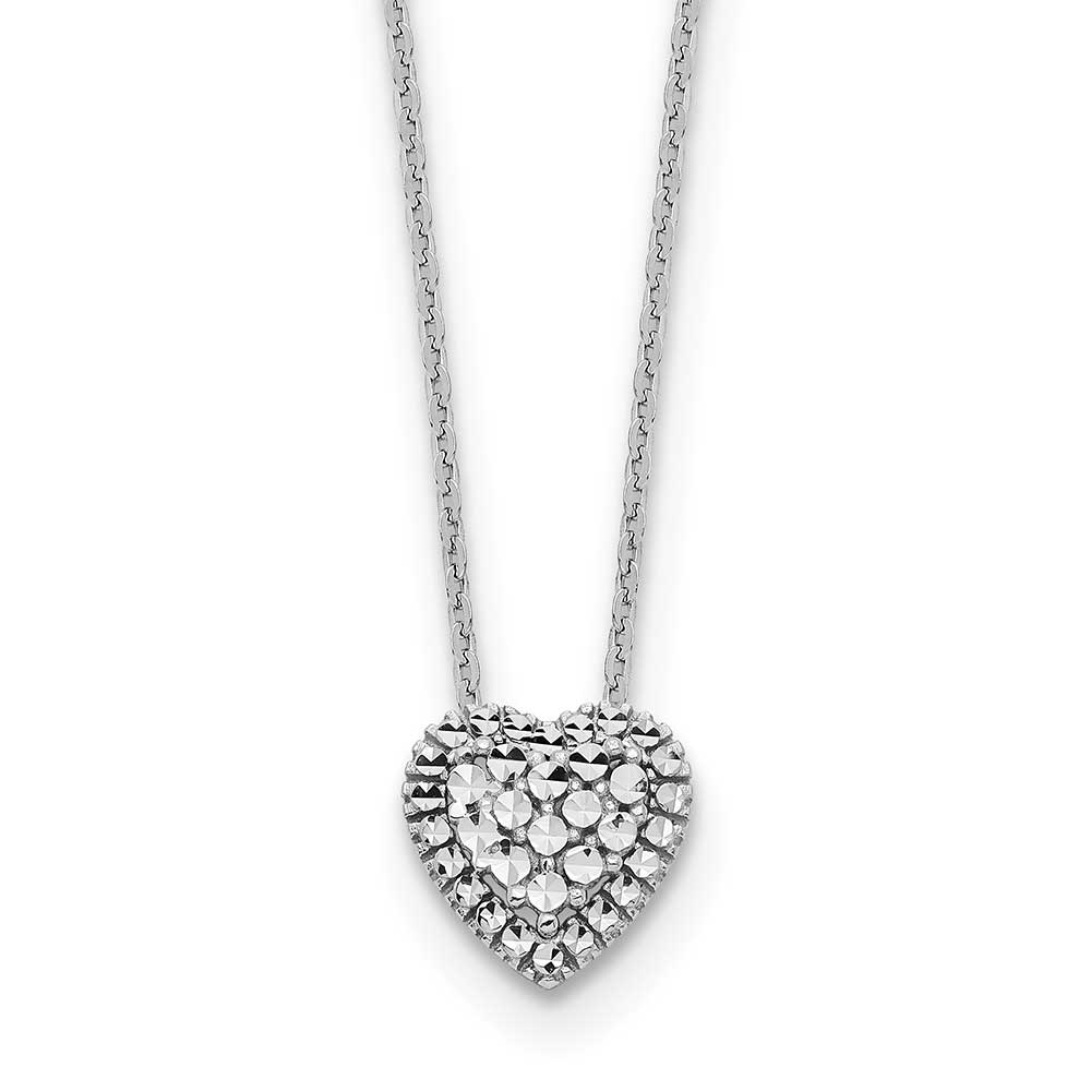 14k White Gold Diamond-cut Heart Slide Necklace: Precious Accents, Ltd.